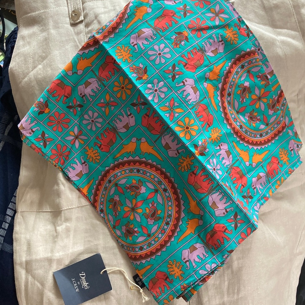 Drake's for J.Crew Colorful Elephant Scarf 24” x 24” - Picture 3 of 3
